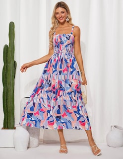 Foto 3 | Foto 3 | Vestido Grace Karin Floral Para Mujer 2025, Verano, Línea A, Azul Y Rosa - Venta Internacional.