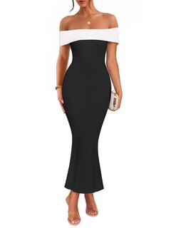 Foto 1 | Foto 1 | Vestido Largo Zesica 2025 Para Verano Con Hombros Descubiertos, Color Negro - Venta Internacional.