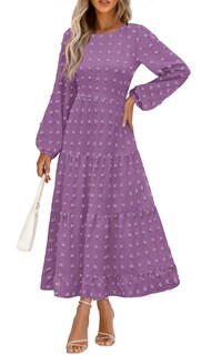Foto 1 | Foto 1 | Vestido Largo Prettygarden Para Mujer, Elegante, Con Lunares Suizos, Color Morado - Venta Internacional.