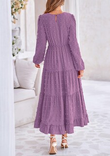 Foto 2 | Foto 2 | Vestido Largo Prettygarden Para Mujer, Elegante, Con Lunares Suizos, Color Morado - Venta Internacional.