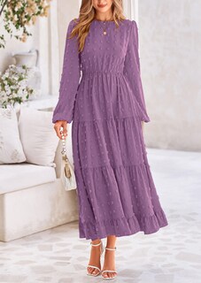Foto 3 | Foto 3 | Vestido Largo Prettygarden Para Mujer, Elegante, Con Lunares Suizos, Color Morado - Venta Internacional.