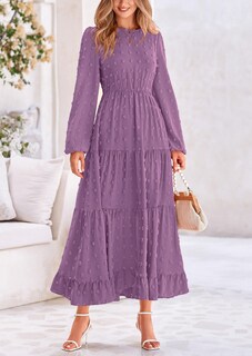 Foto 4 | Foto 4 | Vestido Largo Prettygarden Para Mujer, Elegante, Con Lunares Suizos, Color Morado - Venta Internacional.