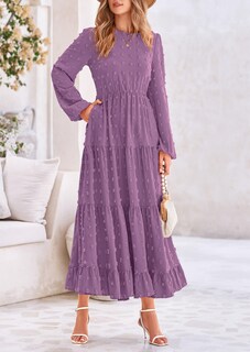 Foto 5 | Foto 5 | Vestido Largo Prettygarden Para Mujer, Elegante, Con Lunares Suizos, Color Morado - Venta Internacional.