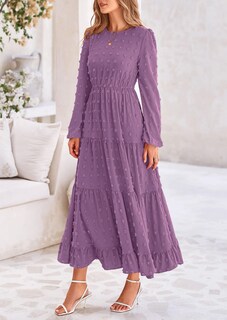 Foto 7 | Foto 7 | Vestido Largo Prettygarden Para Mujer, Elegante, Con Lunares Suizos, Color Morado - Venta Internacional.