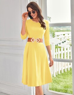 Foto 3 | Foto 3 | Vestido Grace Karin, Casual, Holgado, De Primavera, Corte En A, Amarillo Claro - Venta Internacional.