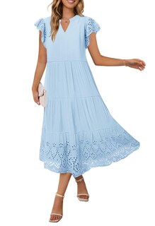 Foto 1 | Foto 1 | Vestido Merokeety 2025, Verano, Manga Corta, Cuello En V, Línea A - Venta Internacional.