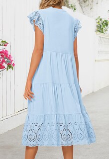 Foto 4 | Foto 4 | Vestido Merokeety 2025, Verano, Manga Corta, Cuello En V, Línea A - Venta Internacional.