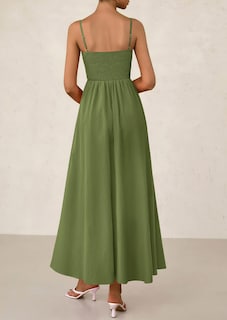 Foto 2 | Foto 2 | Vestido Largo Prettygarden Para Mujer, Fruncido, Verano 2025, Verde Militar - Venta Internacional.