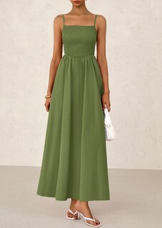 Foto 3 | Foto 3 | Vestido Largo Prettygarden Para Mujer, Fruncido, Verano 2025, Verde Militar - Venta Internacional.
