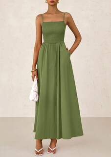 Foto 5 | Foto 5 | Vestido Largo Prettygarden Para Mujer, Fruncido, Verano 2025, Verde Militar - Venta Internacional.