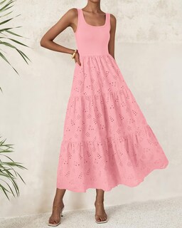 Foto 2 | Foto 2 | Vestido Btfbm Para Mujer, Con Ojales De Verano, Midi, Sin Mangas, Rosa - Venta Internacional.