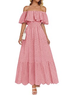 Foto 1 | Foto 1 | Vestido Zesica A Media Pierna Con Volantes Y Hombros Descubiertos Para Verano 2025 - Venta Internacional.