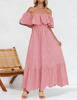 Foto 2 | Foto 2 | Vestido Zesica A Media Pierna Con Volantes Y Hombros Descubiertos Para Verano 2025 - Venta Internacional.