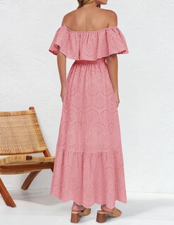 Foto 3 | Foto 3 | Vestido Zesica A Media Pierna Con Volantes Y Hombros Descubiertos Para Verano 2025 - Venta Internacional.