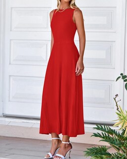 Foto 6 | Foto 6 | Vestido Sin Mangas Midi Bodycon Btfbm De Punto Acanalado De Verano Sin Mangas - Venta Internacional.