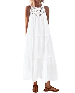 Foto 1 | Foto 1 | Vestido Btfbm Summer Halter Para Mujer, Casual, Bohemio, Vestido De Verano, Blanco - Venta Internacional.