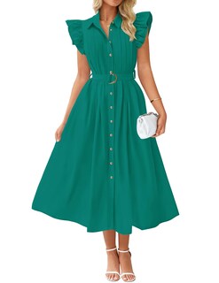 Foto 1 | Foto 1 | Vestido Midi Zesica 2025 De Verano Bohemio Con Cuello En V Y Manga Ondulada - Venta Internacional.