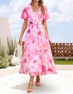 Foto 7 | Foto 7 | Vestido Largo Zesica 2025, Casual De Verano, Estampado Floral, Rosa - Venta Internacional.
