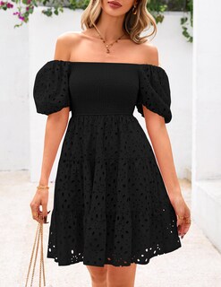 Foto 3 | Foto 3 | Vestido Prettygarden Para Mujer, De Verano, Con Ojales En Los Hombros Descubiertos, Negro - Venta Internacional.