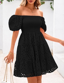 Foto 4 | Foto 4 | Vestido Prettygarden Para Mujer, De Verano, Con Ojales En Los Hombros Descubiertos, Negro - Venta Internacional.