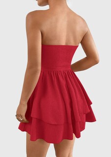 Foto 2 | Foto 2 | Vestido Prettygarden Para Mujer, Verano 2025, Sin Tirantes, Tubo, Rojo - Venta Internacional.