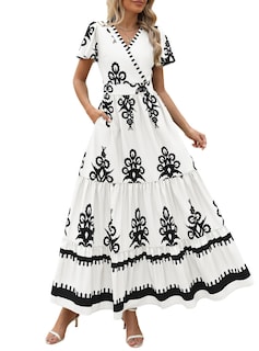 Foto 1 | Foto 1 | Vestido Largo Prettygarden Para Mujer, Verano 2025, Cuello En V, Estampado Floral - Venta Internacional.