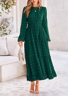 Foto 3 | Foto 3 | Vestido Largo Prettygarden Para Mujer, Otoño, Primavera, Verde Oscuro - Venta Internacional.