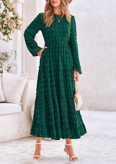 Foto 5 | Foto 5 | Vestido Largo Prettygarden Para Mujer, Otoño, Primavera, Verde Oscuro - Venta Internacional.
