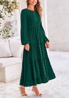 Foto 7 | Foto 7 | Vestido Largo Prettygarden Para Mujer, Otoño, Primavera, Verde Oscuro - Venta Internacional.