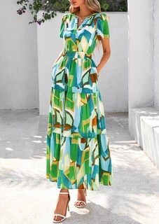 Foto 4 | Foto 4 | Vestido Largo Prettygarden Para Mujer, Verano 2025, Estilo Bohemio, Floral, Verde - Venta Internacional.