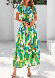 Foto 7 | Foto 7 | Vestido Largo Prettygarden Para Mujer, Verano 2025, Estilo Bohemio, Floral, Verde - Venta Internacional.