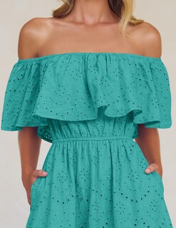 Foto 5 | Foto 5 | Vestido Zesica 2025 Para Verano, Con Hombros Descubiertos, Bordado Con Volantes, Color Aguamarina - Venta Internacional.