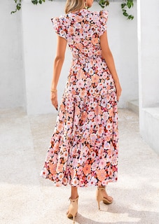Foto 2 | Foto 2 | Vestido Midi Prettygarden 2025 Con Estampado Floral Con Cuello En V Y Volantes Para Mujer - Venta Internacional.