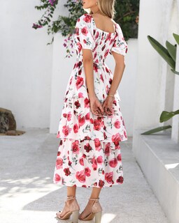 Foto 3 | Foto 3 | Vestido Btfbm Maxi Con Cuello Cuadrado Y Mangas Abullonadas Para Mujer - Venta Internacional.