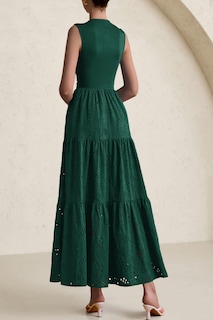 Foto 2 | Foto 2 | Vestido De Verano Prettygarden 2025, Camiseta Sin Mangas Con Ojales, Maxi Verde Oscuro - Venta Internacional.