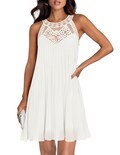 Vestido Zesica Mini De Chifón Halter De Verano 2025 Para Mujer, Blanco - Venta Internacional.