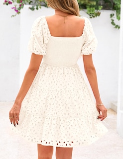 Foto 2 | Foto 2 | Vestido Prettygarden Para Mujer, De Verano, Con Hombros Descubiertos, Con Ojales, Blanco - Venta Internacional.