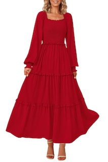 Foto 1 | Foto 1 | Vestido Largo Prettygarden Para Mujer, Estampado Primaveral, Rojo, Xxl - Venta Internacional.
