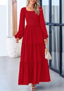 Foto 4 | Foto 4 | Vestido Largo Prettygarden Para Mujer, Estampado Primaveral, Rojo, Xxl - Venta Internacional.