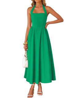 Foto 1 | Foto 1 | Vestido Zesica De Verano Sin Mangas, Halter, Midi, Verde, Para Mujer - Venta Internacional.