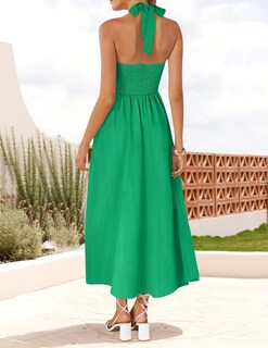 Foto 3 | Foto 3 | Vestido Zesica De Verano Sin Mangas, Halter, Midi, Verde, Para Mujer - Venta Internacional.