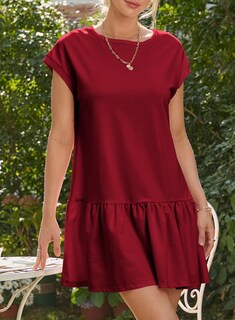 Foto 4 | Foto 4 | Vestido Blencot Para Mujer, Casual, Manga Corta, Cuello Redondo Y Dobladillo Con Volantes - Venta Internacional.