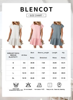 Foto 6 | Foto 6 | Vestido Blencot Para Mujer, Casual, Manga Corta, Cuello Redondo Y Dobladillo Con Volantes - Venta Internacional.