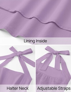 Foto 6 | Foto 6 | Vestido De Verano Zesica, Sin Mangas, Halter, Midi, Morado Claro, Para Mujer - Venta Internacional.