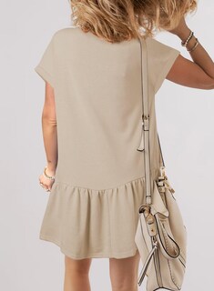 Foto 3 | Foto 3 | Vestido Blencot Para Mujer, Casual, Cuello Redondo Y Dobladillo Con Volantes, Color Avena - Venta Internacional.