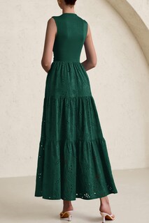 Foto 2 | Foto 2 | Vestido De Verano Prettygarden 2025, Camiseta Sin Mangas Con Ojales, Maxi Verde Oscuro - Venta Internacional.