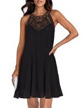Vestido Zesica De Chifón Halter De Verano 2025 Para Mujer, Negro - Venta Internacional.