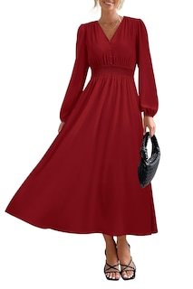 Foto 1 | Foto 1 | Vestido Largo Prettygarden 2025 Primavera Manga Larga Con Cuello En V Para Mujer - Venta Internacional.