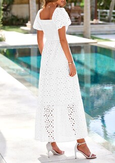 Foto 2 | Foto 2 | Vestido Prettygarden Verano 2025 Con Ojales, Cuello Cuadrado, Manga Abullonada - Venta Internacional.