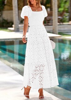 Foto 4 | Foto 4 | Vestido Prettygarden Verano 2025 Con Ojales, Cuello Cuadrado, Manga Abullonada - Venta Internacional.